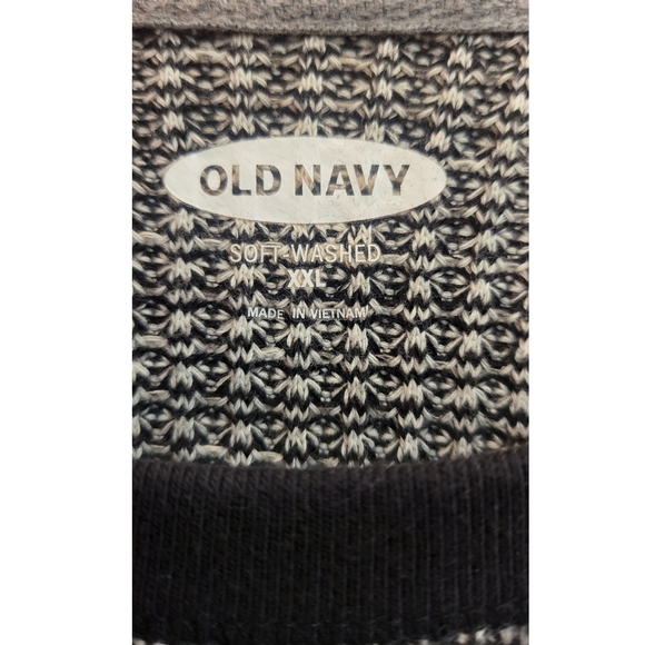 🌿Old Navy Men's XXL Gray Black Crew Neck Textured Thermal Longsleeve Shirt - Picture 5 of 12